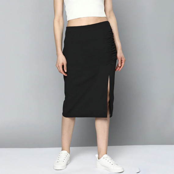 https://fineclothes.in/products/women-black-pure-cotton-solid-ruched-straight-skirt