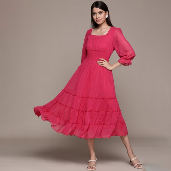 https://fineclothes.in/products/fuchsia-solid-chiffon-smocked-tiered-midi-dress