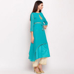 Women Teal Embroidered Kurta