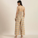 Women Mustard & Blue Ikat Printed Sleeveless Culotte Jumpsuit