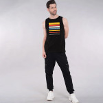 Men Black Printed Cotton Jersey Innerwear Vest