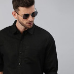 Men Black Slim Fit Cotton Casual Shirt