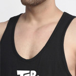 Men Black Printed Sleeveless Cotton Innerwear Vests