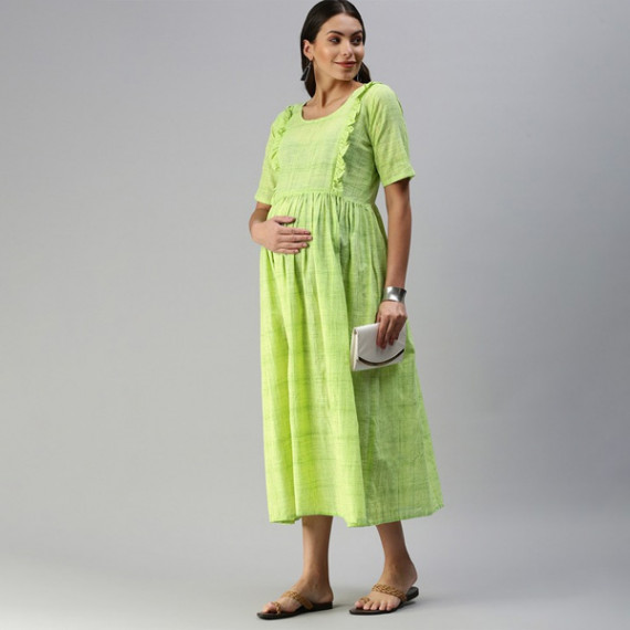 https://fineclothes.in/products/lime-green-woven-design-handloom-maternity-a-line-midi-dress