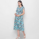 Blue Floral Maternity Midi Dress